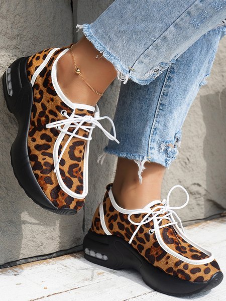 

Leopard Solid Color Air Cushion Sneakers, Sneakers