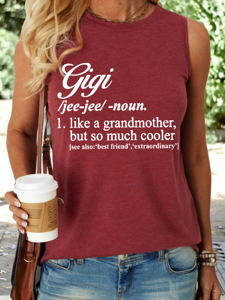 

Women's Funny Gigi Like A Grandmother But So Much Cooler Cotton-Blend Casual Tank Top, Red, Tank Tops