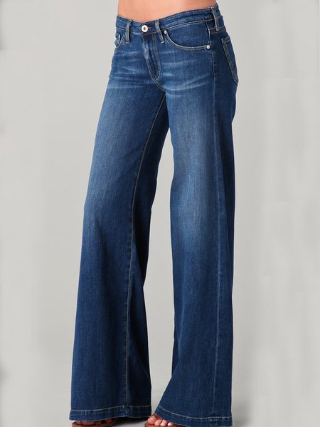 

Vintage Style Wide Leg Baggy Denim Jean, Blue, Denim&Jeans