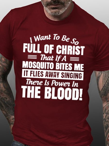 

Men's Christian Letters Casual Crew Neck T-Shirt, Red, T-shirts