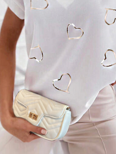 

Casual Plain Leather Embossed Clutch Women's Messenger Bag, Off white, Women's Bags