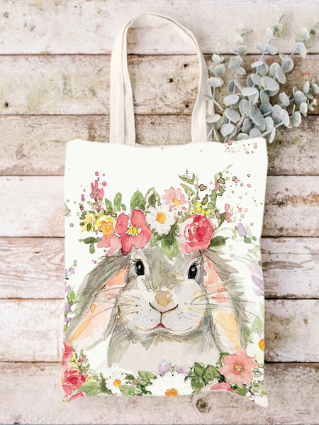 

Women's Floral Easter Rabbit Shopping Tote, As picture, Bags