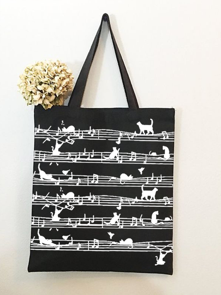 

Women‘s Funny Cat Shopping Tote, Black, Bags