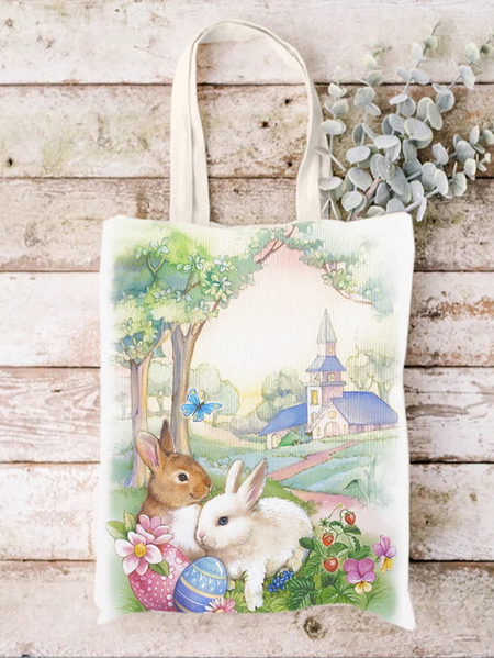 

Women's Simple Easter Rabbit Shopping Tote, As picture, Bags