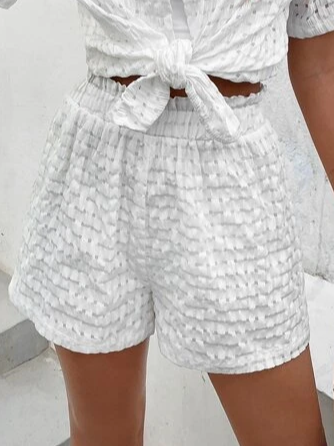 

Plain Loose Casual Shorts, White, Shorts