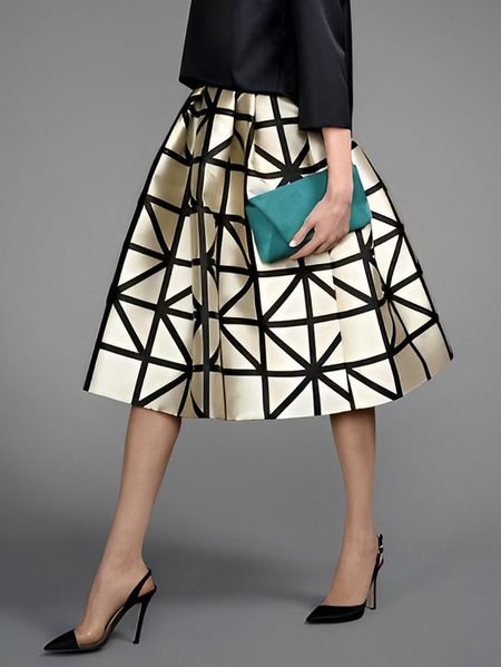 

Plus Size Regular Fit Geometric Elegant Skirt, Black, Plus Bottoms