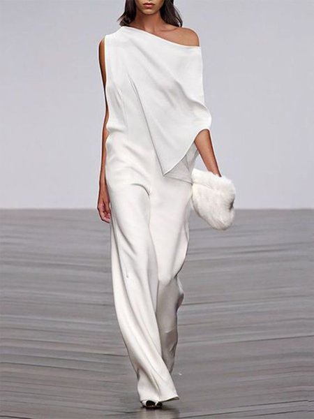 

Cold Shoulder Urban Plain Jumpsuit, White, Jumpsuits