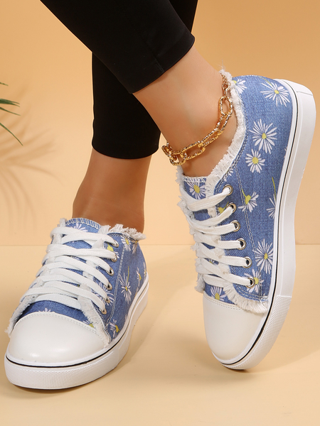 

Women's Comfortable Lightweight Soft Sole Daisy Canvas Shoes, As picture, Sneakers