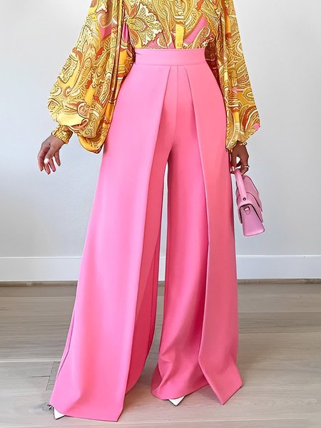 

Urban Loose Plain Fashion Wide leg Pants, Pink, Pants