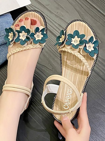 

Floral Comfort Soft Sole Resort Bohemian Wedge Sandals, Off white, Sandals