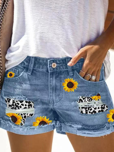 

Women's Sunflower Whiskers Ripped Jeans Denim Shorts, Blue, Jeans