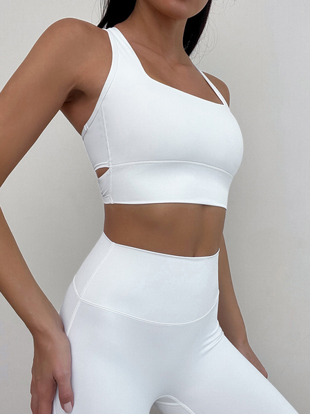 

Knitted Casual Plain Sports Bra, White, Bra & Bra Sets