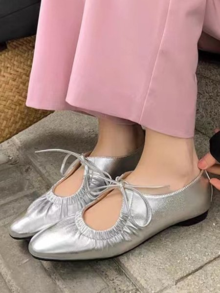 

Vintage Pointed Mary Jane Lace Up Dance Shoes, Silver, Heels