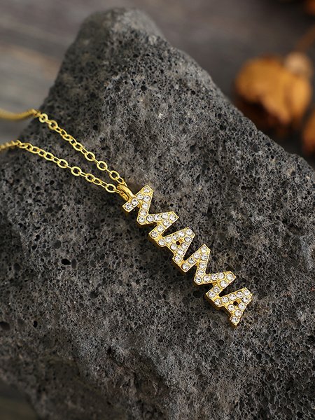 

Casual MAMA Letter Diamond Necklace Mother's Day Thanksgiving Gift, As picture, Necklaces