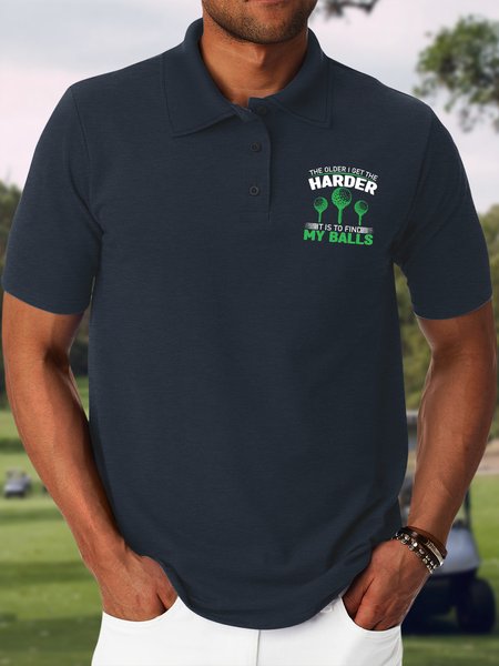 

Men's The Older I Get The Harder It Is To Find My Balls Funny Graphic Printing Casual Text Letters Polo Collar Polo Shirt, Dark blue, T-shirts