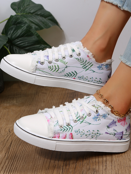 

Women's Comfortable Lightweight Soft Sole Floral Canvas Shoes, As picture, Sneakers