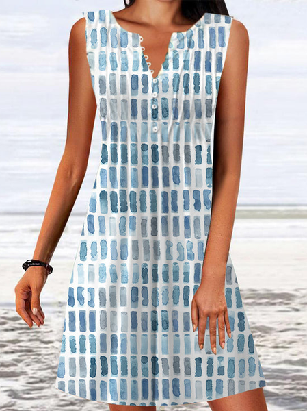 

Ombre Casual Loose V Neck Colorblock Dress, Blue, Dresses