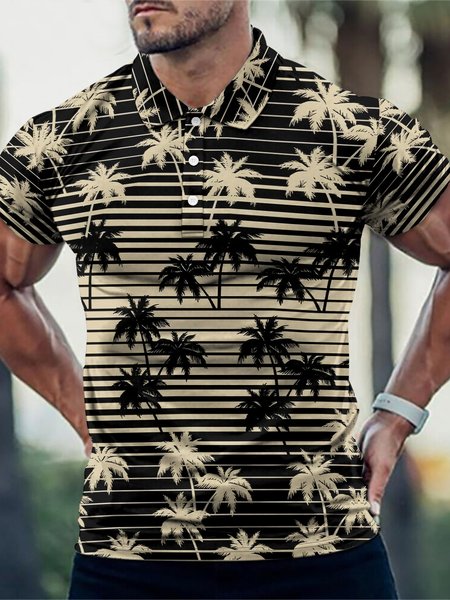 

Men's Coconut Tree Urban Polo Collar Regular Fit Polo Shirt, As picture, T-shirts