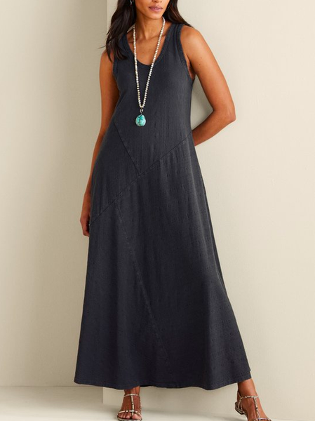 

Crew Neck Black Summer Dress, Maxi Dresses