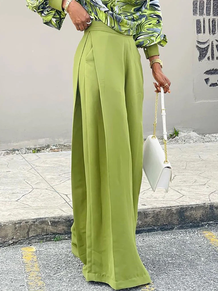

Loose Lightweight Urban Plain Fashion Long Pants Straight pants, Green, Pants