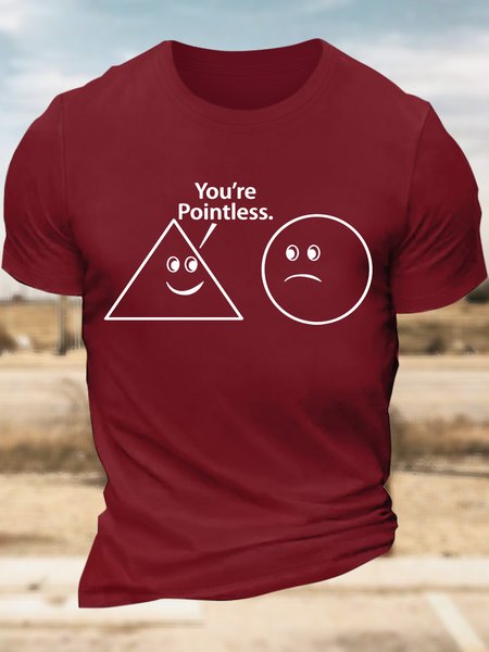 

Men’s You’re Pointless Text Letters Casual T-Shirt, Red, T-shirts