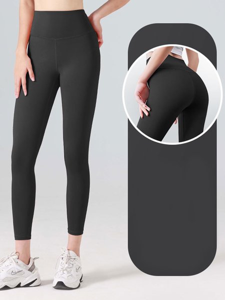 

Casual Sports Tight Plain Leggings, Black, Leggings