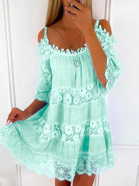 

Spaghetti Loose Linen Lace Linen Dress, Green, Dresses