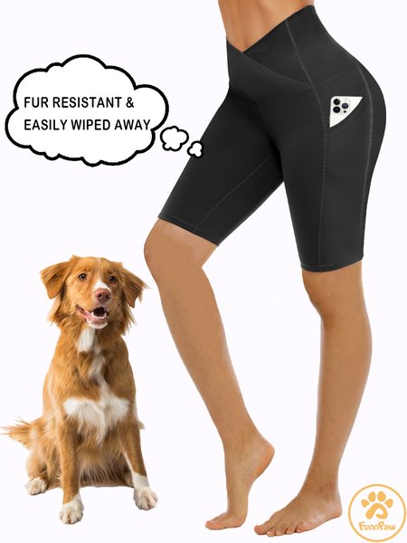 

Lilicloth X Funnpaw Fur Resistant V Cross Waist Side Pocket Short Yoga Leggings, Black, Leggings