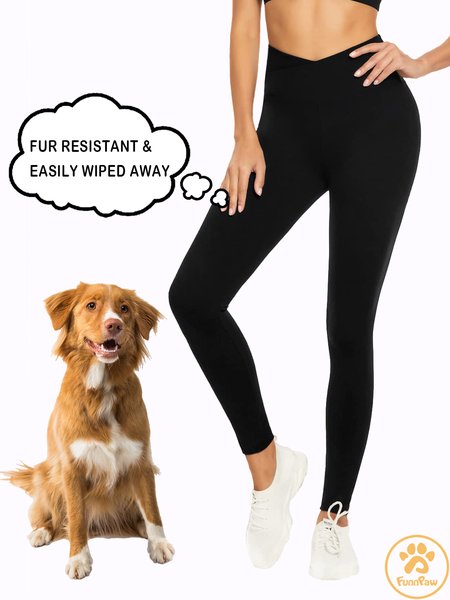 

Lilicloth X Funnpaw Fur Resistant V Cross Waist Ankle Yoga Leggings, Black, Leggings