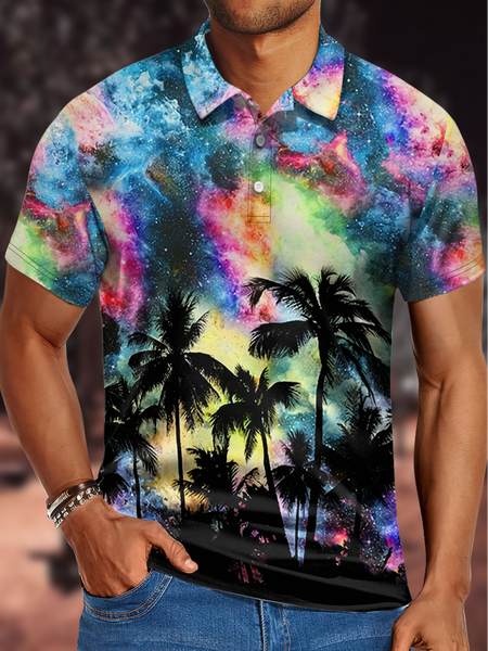 

Men's Vacation Coconut Tree Regular Fit Polo Shirt, As picture, T-shirts