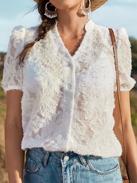

Buttoned Chiffon Elegant Blouse, White, Shirts & Blouses