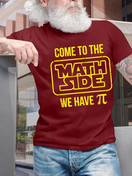 

Men’s Come To The Math Side We Have Pi Casual Crew Neck T-Shirt, Red, T-shirts