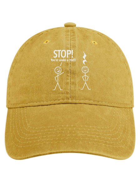 

Men's /Women's Stop You'Re Under A Rest Graphic Printing Regular Fit Adjustable Denim Hat, Yellow, Men's Hats