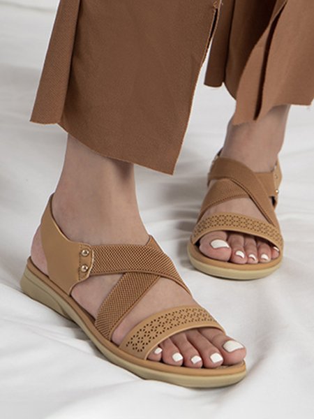 

Comfortable Retro Hollow Stud Sandals, Camel, Sandals