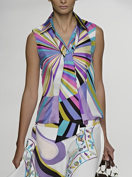 

Urban Regular Fit Shirt Collar Abstract Graphic Blouse, Multicolor, Blouses and Shirts