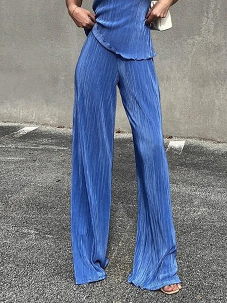 

Daily Plain Regular Fit Elegant Fashion Pants, Blue, Pants