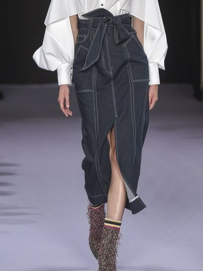

Loose Plain Denim Casual Denim Skirt, Deep gray, Denim Skirts