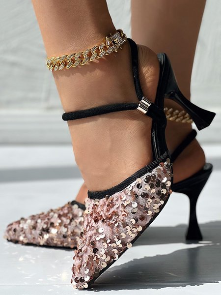 

Sequin Slingback Party Pumps, Pink, Heels