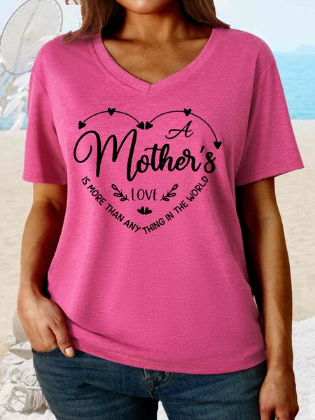 

Women's Mother's Love Casual Crew Neck T-Shirt, Rose red, T-shirts