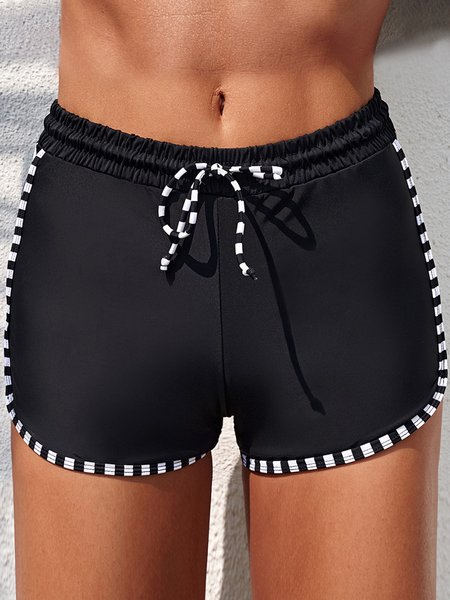 

Casual Striped Printing Bikini Bottom, Black, Bikini Sets