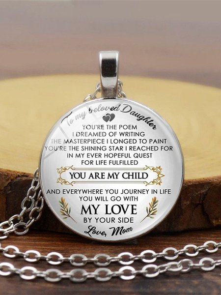 

Clear Crystal Slogan Necklace Thanksgiving Mother's Day Father's Day Jewelry Gifts, Silver, Necklaces