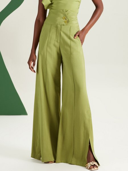 

Plain Regular Fit Elegant Fashion Pants, Green, Pants