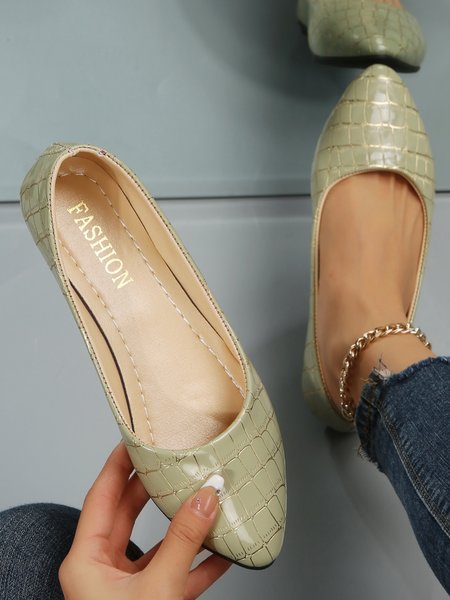 

Stone Pattern Simple Commuting Flat Shoes, Green, Flats