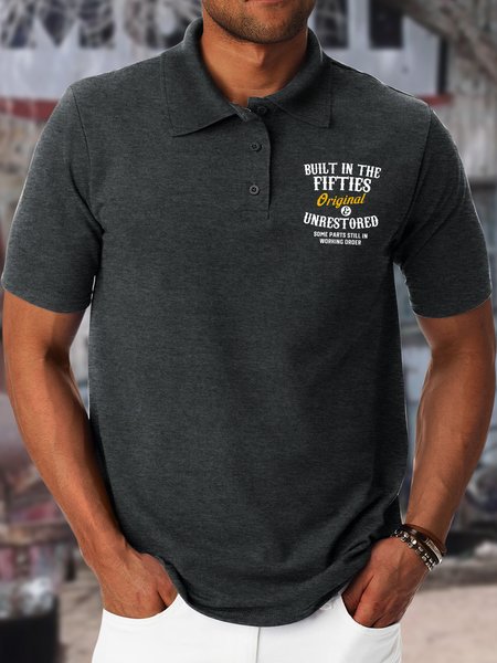 

Men's Printed Polo Shirt With Fifties, Light gray, T-shirts