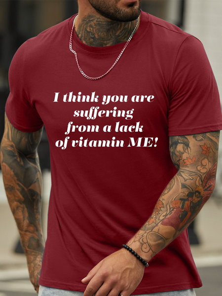 

Lilicloth X Kat8lyst I Think You Are Suffering From A Lack Of Vitamin Me Men's Text Letters T-Shirt, Red, T-shirts