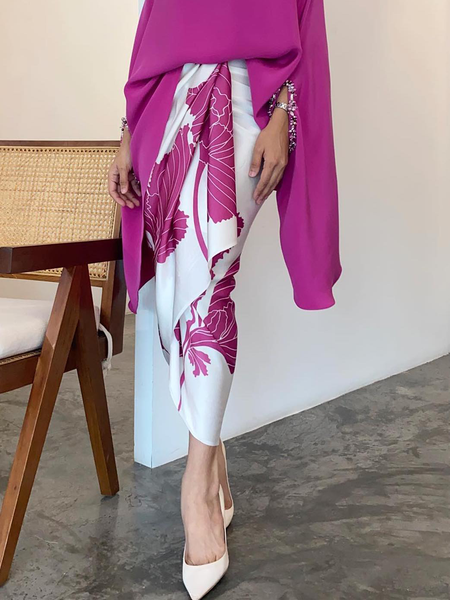 

Plus Size Regular Fit No Elasticity Elegant Long Skirt, Rose red, Plus Bottoms