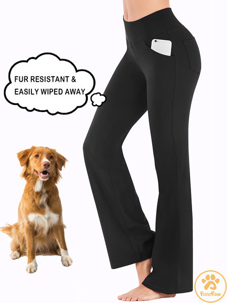 

Lilicloth X Funnpaw Fur Resistant High Waisted Bootcut Yoga Pants With Pockets, Black, Leggings