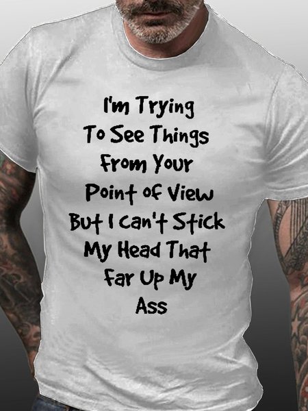 

Men's Funny Casual Letters Cotton Crew Neck T-Shirt, White, T-shirts