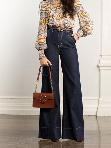 

Casual Denim Regular Fit Plain Jeans, Blue, Jeans