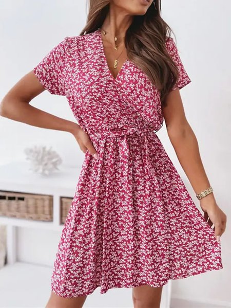 

Disty Floral Boho V Neck Regular Fit Dress, Pink, Dresses